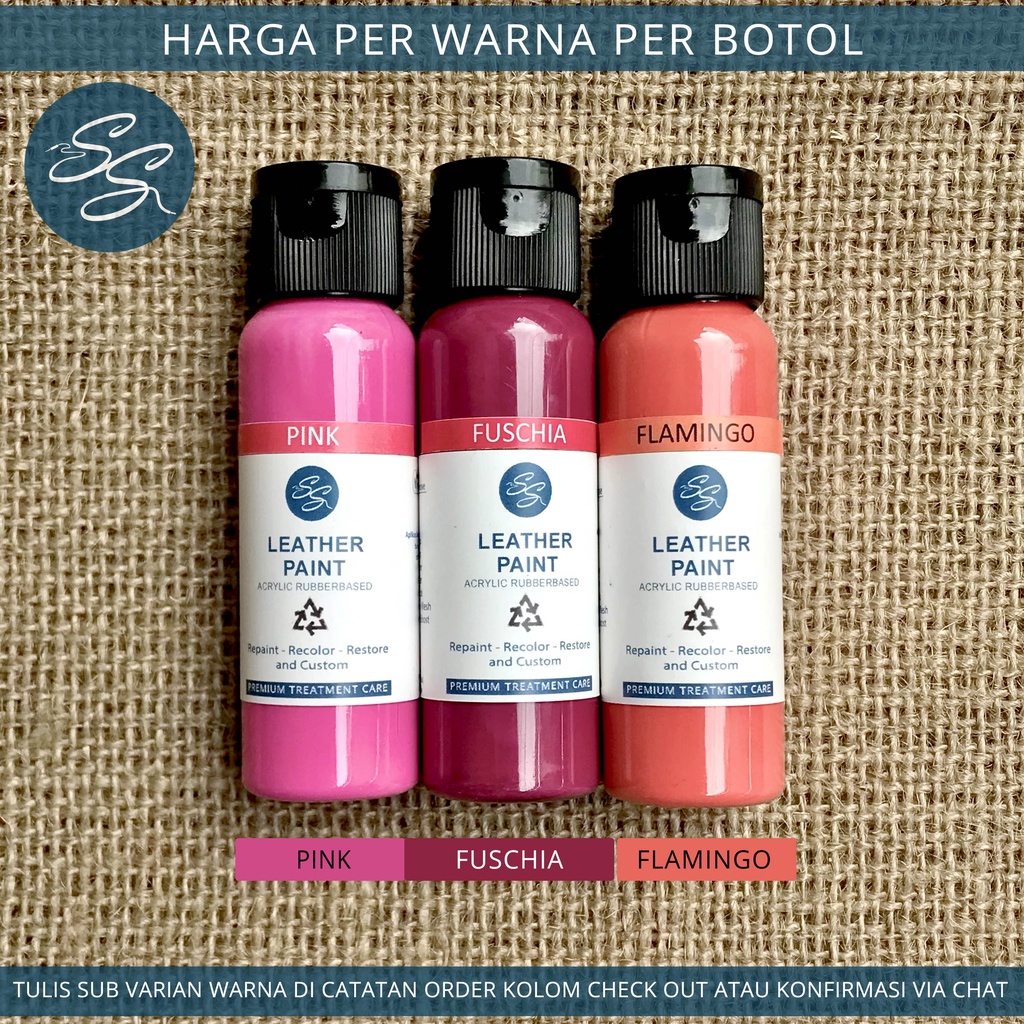Cat Sepatu Kulit SS Leather Paint - Acrylic Rubber Cat Midsole, Rubber, Boost - Cat Tas Jaket Kulit-Pink/Fuscia/Flamingo