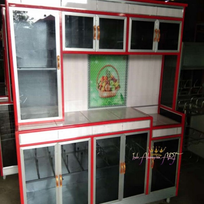 Lemari Dapur Besar / Meja Magic Com Alumunium Kaca Serbaguna