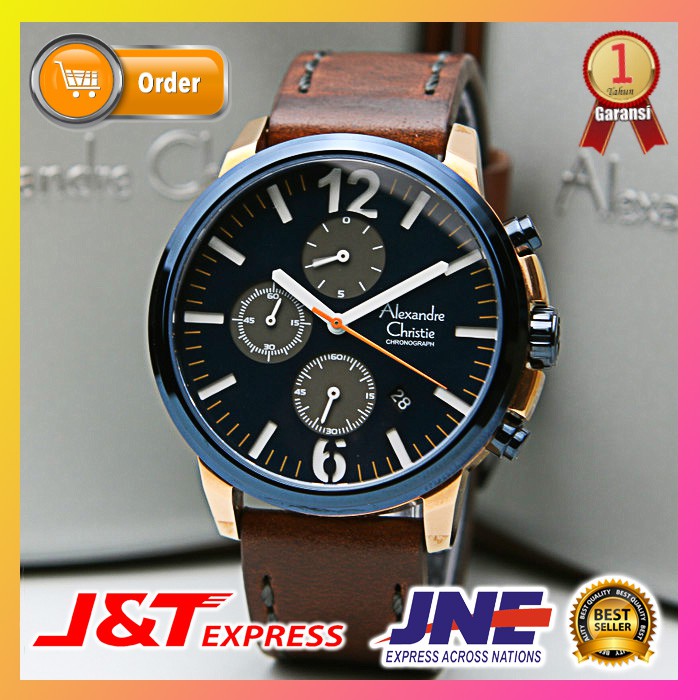 JAM TANGAN ALEXANDRE CHRISTIE PRIA JAM TANGAN COWOK ALEXANDER CHRISTIE ORIGINAL AC 6267 BLUE BROWN