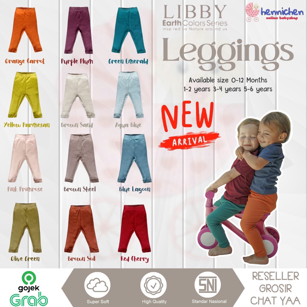 WARNA BARU Libby baby libby Earth Series Legging Rib Cotton 1-6 tahun legging anak perempuan legging unisex legging bayi Part 4