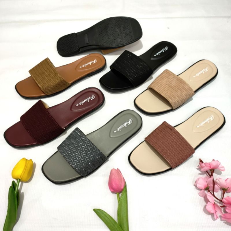 sandal wanita murah Felonie WB Selop Rajut halus Import terbaru turki