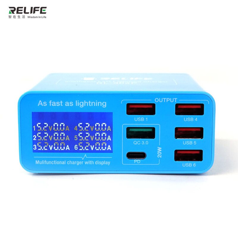 ADAPTOR CHARGER RELIFE RL-304P 6 PORT (DIGITAL) LIGHTNING