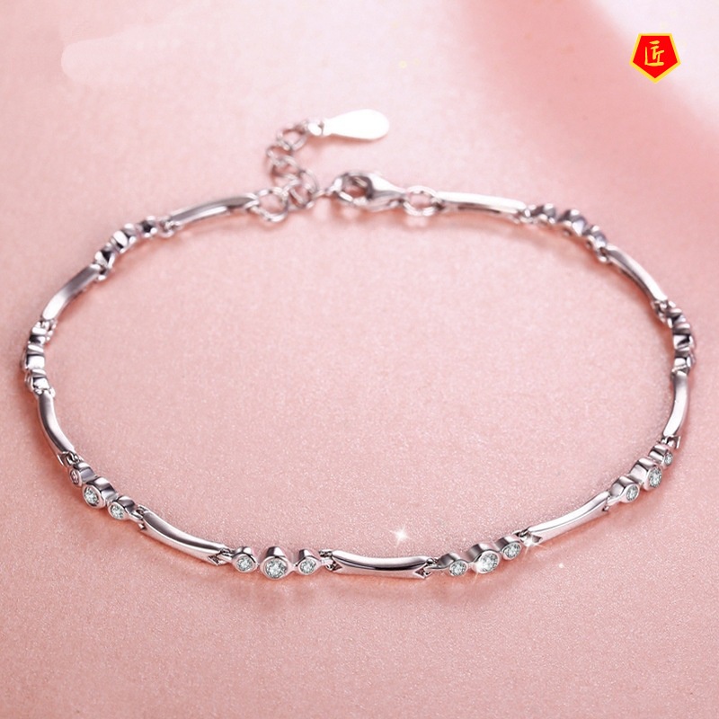 [Ready Stock]925 Silver Bracelet Female Simple Personality