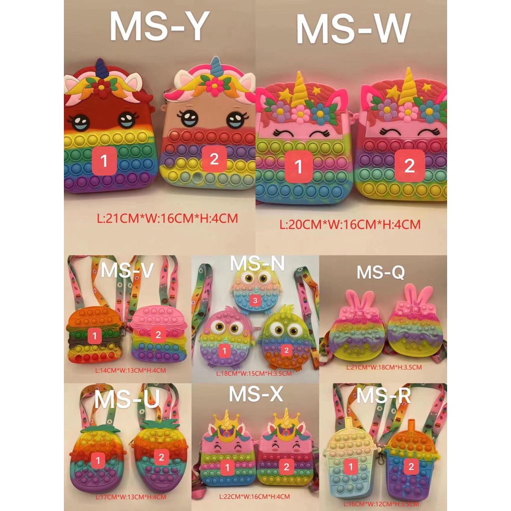 GROSIR JUMBO BESAR  TAS ANAK POPIT JELLY / TAS POP IT ANAK SELEMPANG UNICORN / TAS POP IT ANAK JUMBO / KOTAK PENCIL / KOTAK PENSIL  UNTUK WANITA ATAU PRIA TERMURAH