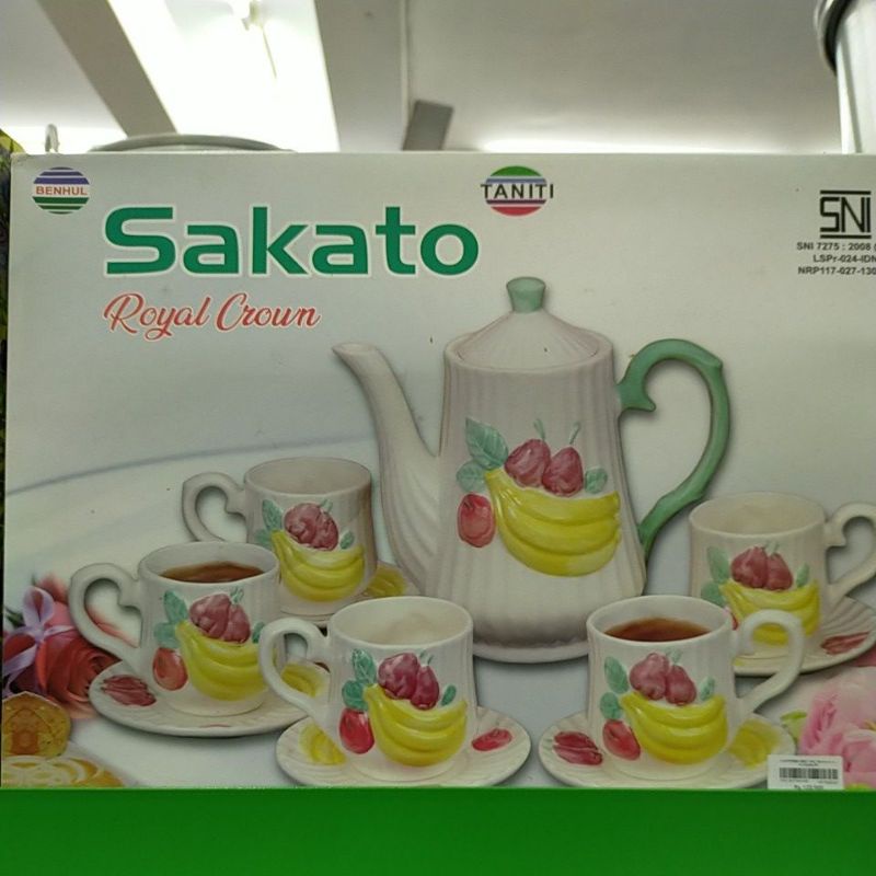 coffe set/tea set Keramik motif buah SAKATO Paling Murah