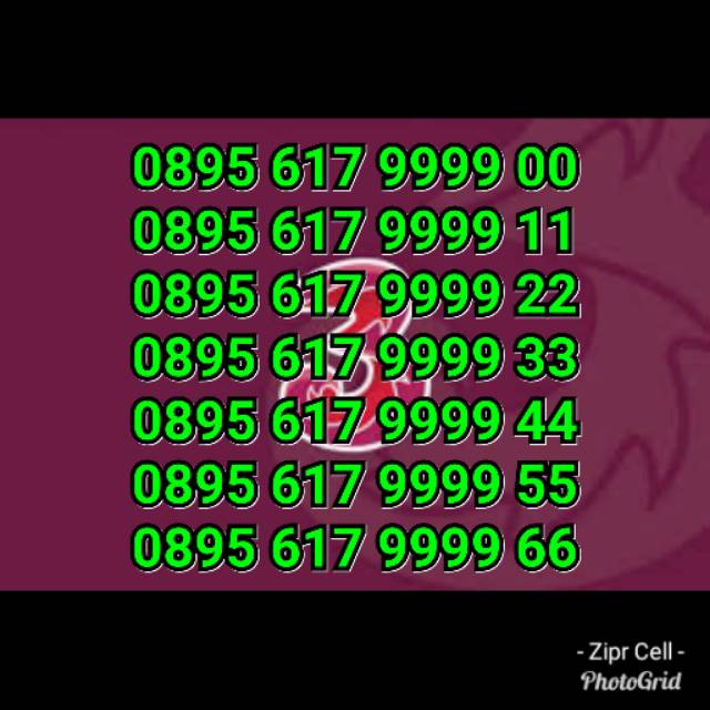 Nomor Cantik NOCAN Kuartet KW 9999 Kartu Perdana 3 Tri Three 4G LTE