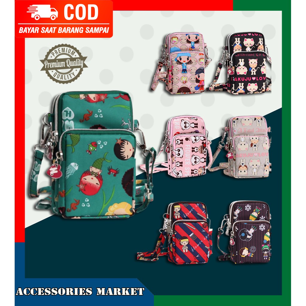 Tas Slempang HP Kecil Wanita Murah Mini Korea Import Waterproof