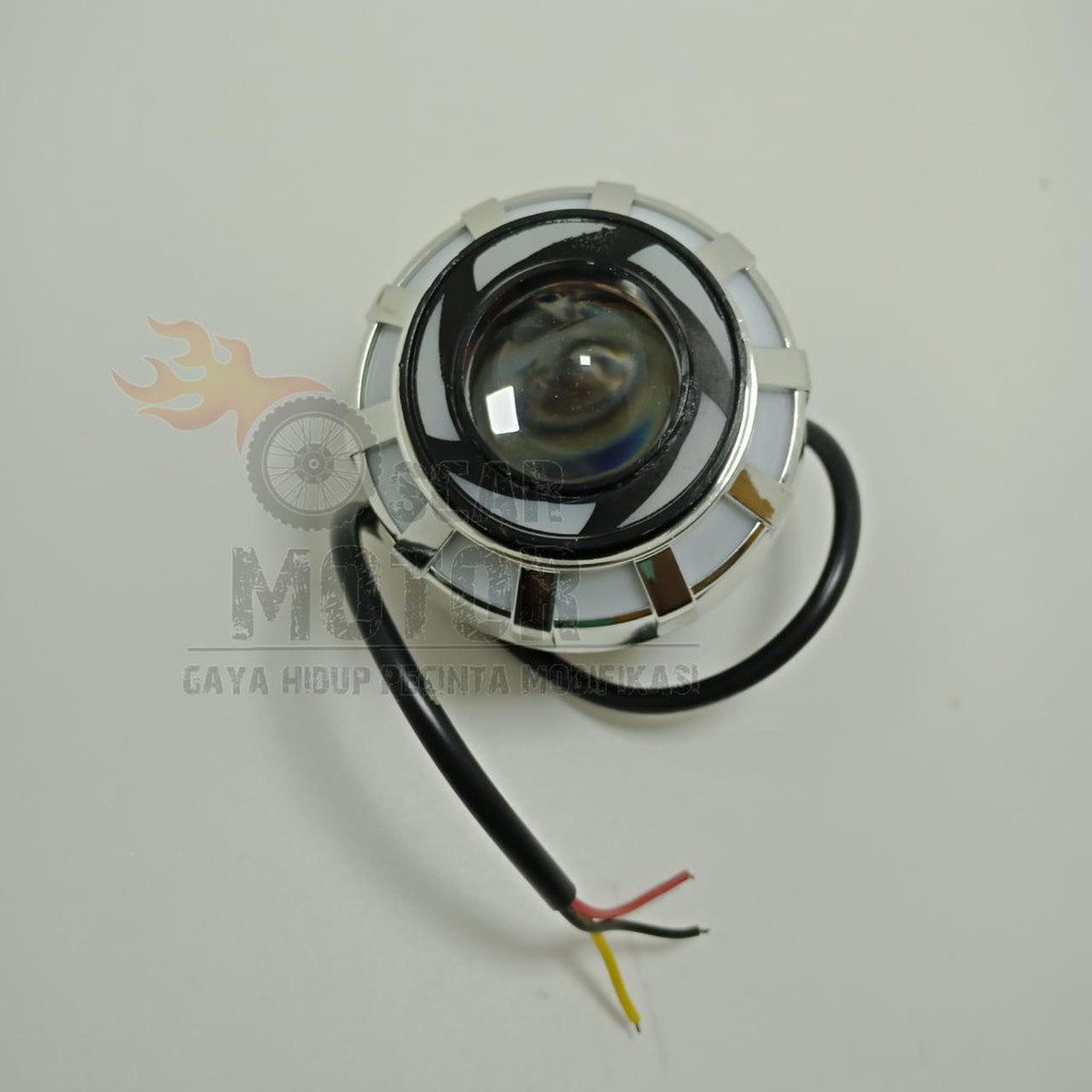 LAMPU DEPAN PROJIE V5 SABIT BESAR BOHLAM LED LONG STAY FLASH HEADLAMP ANGEL KIPAS RAINBOW RUNING4208 motor