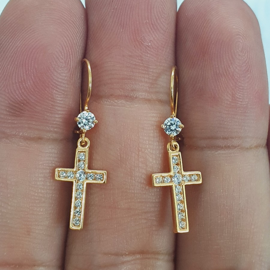 anting desi salib variasi ad mata emas 70% 700 70 % 16k