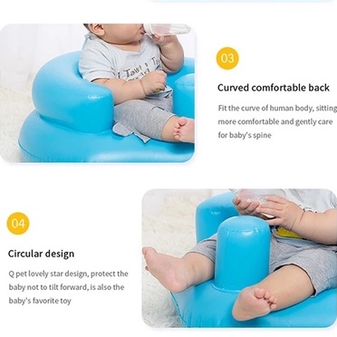 Kursi Bayi Tiup Sofa Tempat Duduk Kursi Makan Belajar Balita Balon Motif Polos Infant Seat