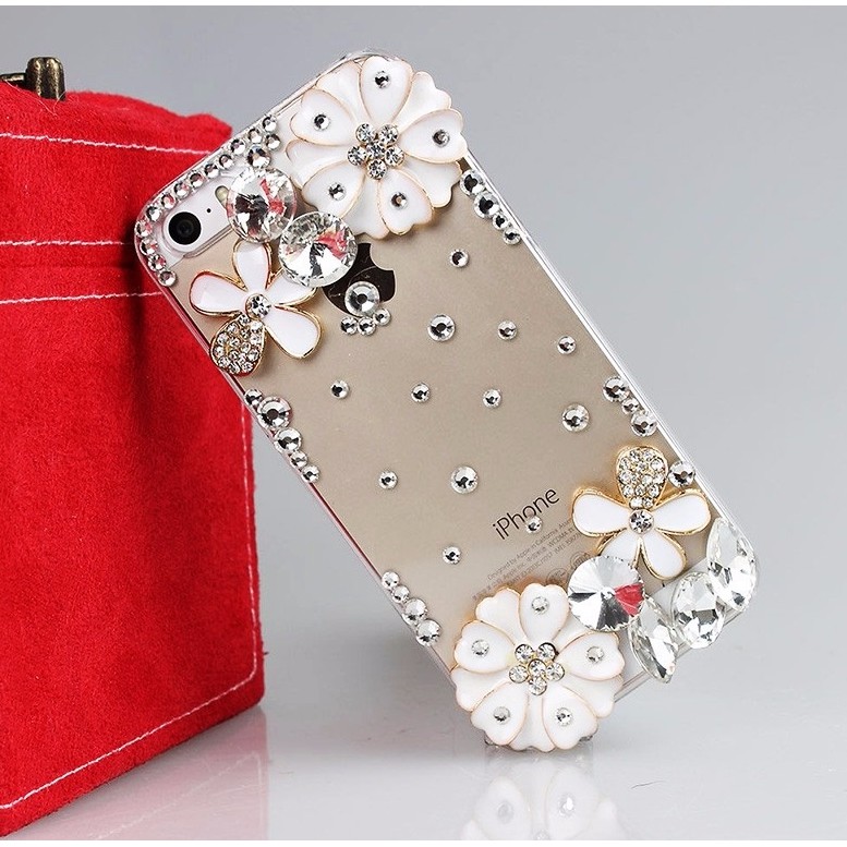 CASING HP - HARD CASE LUXURY RHINESTONE FLOWER ROSE FOR IPHONE 5 5S | Terlaris