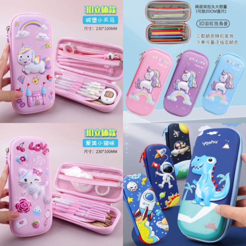 ( Mia )Pensil Case 3D Anak Sekolah TK SD Kotak Pensil 3D Bahan EVA