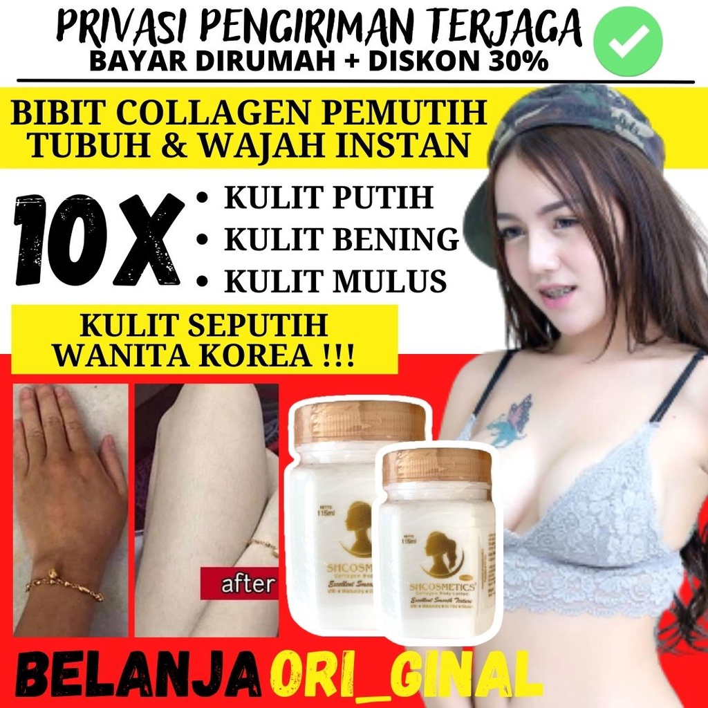 LOTION BIBIT COLLAGEN SH COSMETICS ORIGINAL BPOM 100ML PEMUTIH TUBUH PECERAH KULIT PENGHILANG BEKAS LUKA PERMANEN