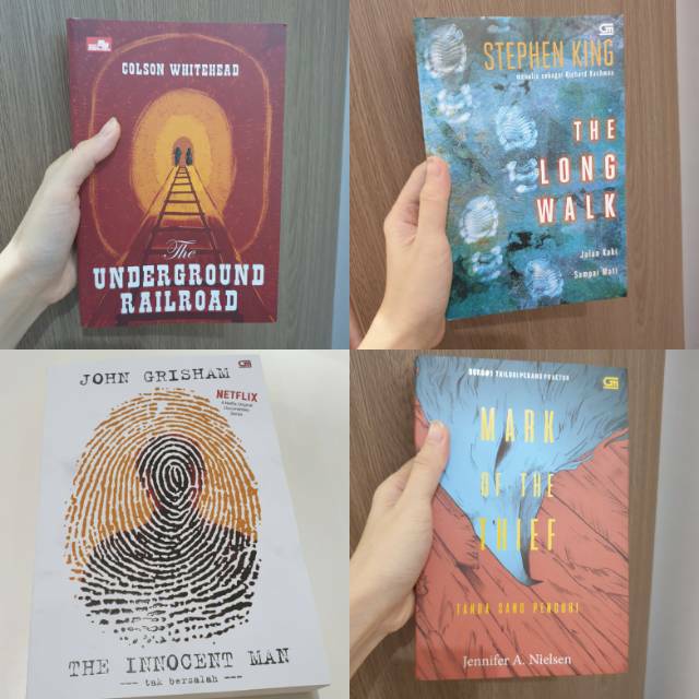 Novel the long walk, the Underground railroad, the innocent man, Mark of the thief