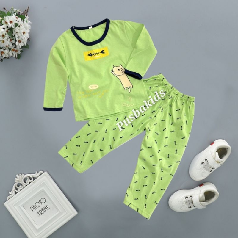 SETELAN ANAK PP / SETELAN BAJU TIDUR ANAK PANJANG UNISEX COWOK - CEWEK-THE SUN CAT PP