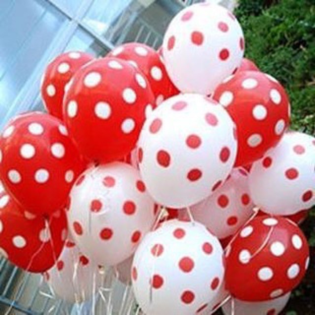 Balon Latex Polkadot Merah Putih / Balon Dot Merah Putih
