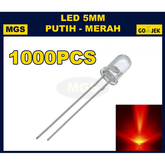 1000Pcs LED 5mm P-Merah