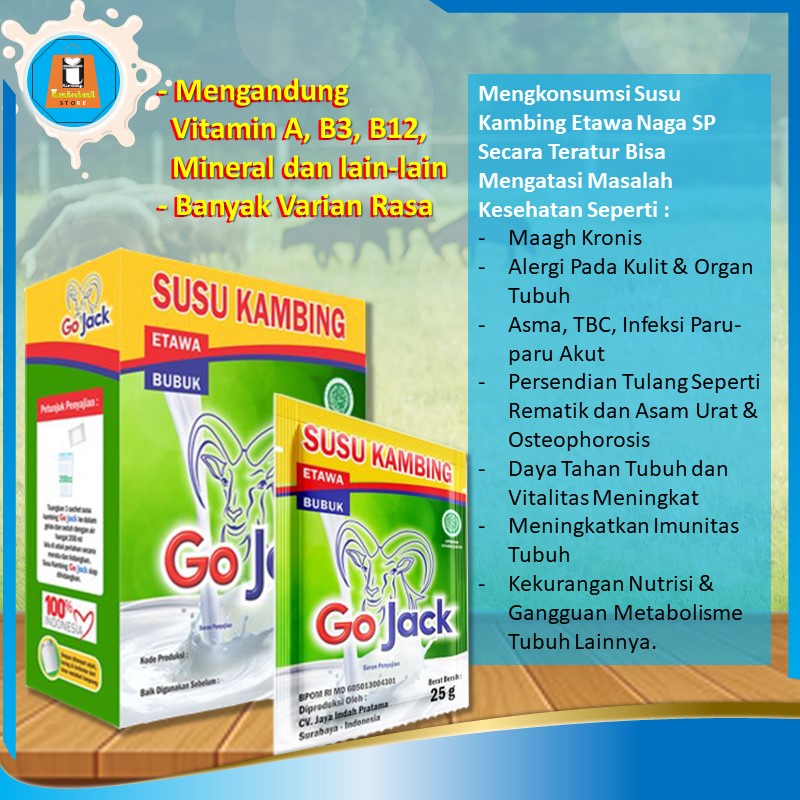 Susu Kambing Etawa Bubuk Go Jack 200gr Kemasan Sachet Susu Etawa Kambing Bubuk Minuman Susu Kambing Murni Sky Goat Evaporasi Asam Lambung Mag