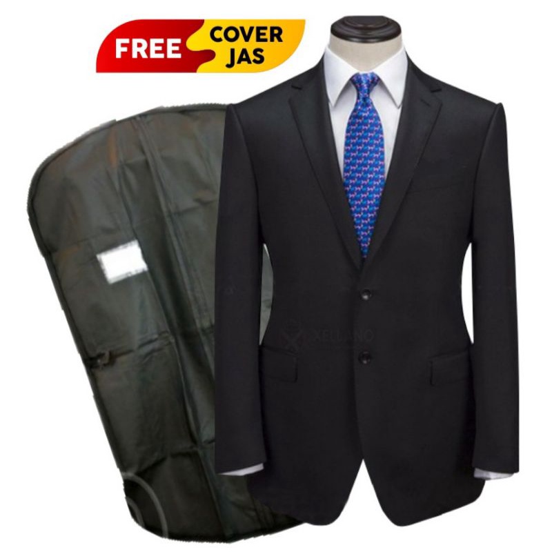 𝐘𝐨𝐮𝐧𝐠𝐬𝐮𝐧𝐠 𝐄𝐱𝐥𝐮𝐬𝐢𝐯𝐞 - Jas Formal Pria Hitam Slim Fit Kancing 2 Bahan Jetblack Wisuda Kerja Kantor