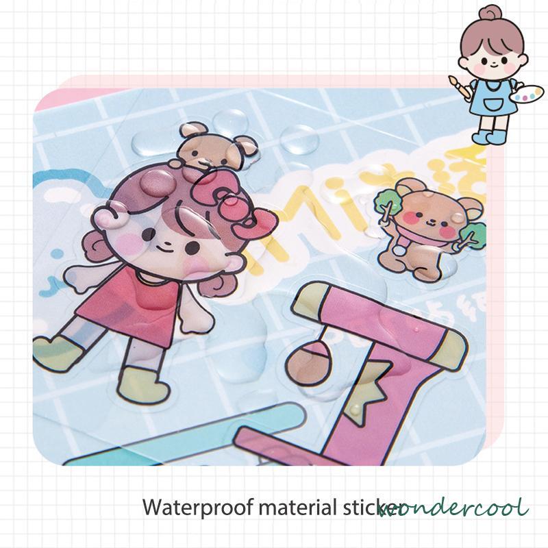 20 Lembar Stiker Motif Kartun Hewan Peliharaan Perempuan Bahan PVC Anti Air Untuk Dekorasi Scrapbook -Won