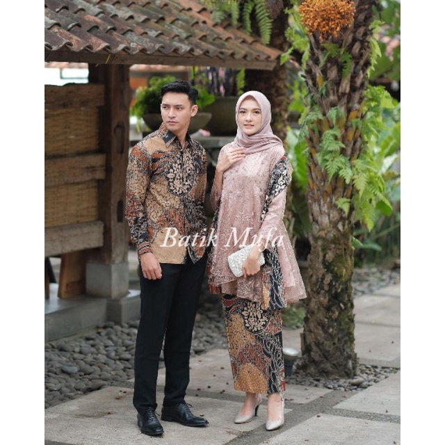 Batik couple Kebaya MEGA Brown KEBAYA MODERN Kebaya untuk tunangan lamaran baju wisuda terbaru