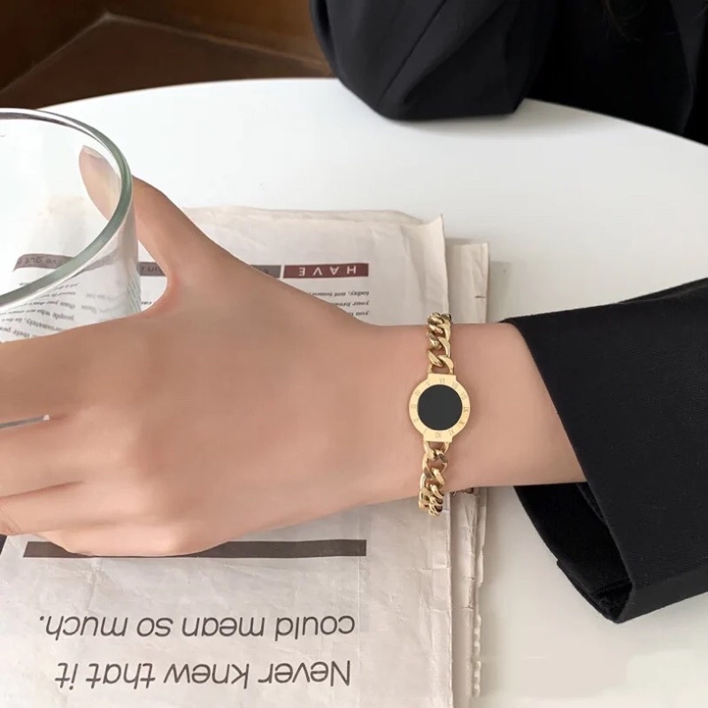 Gelang Titanium Sisik Naga Black Square Korea Fashion Style