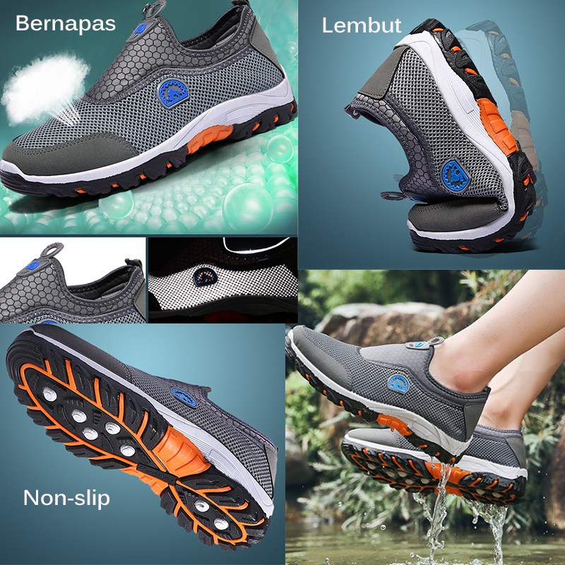 Sepatu Hiking Pria Outdoor Shoes Sepatu Gunung Slip On Olahraga Casual Import