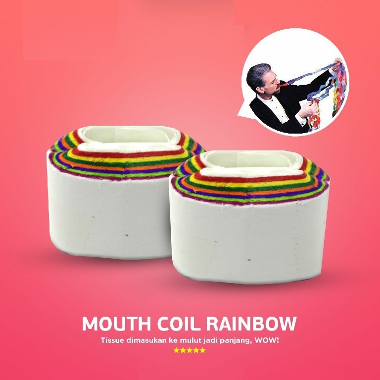 Alat Sulap Mouth Coil Rainbow Sulap Kertas Keluar dari Mulut - Sulap Makan Kertas Panjang Dari Mulut