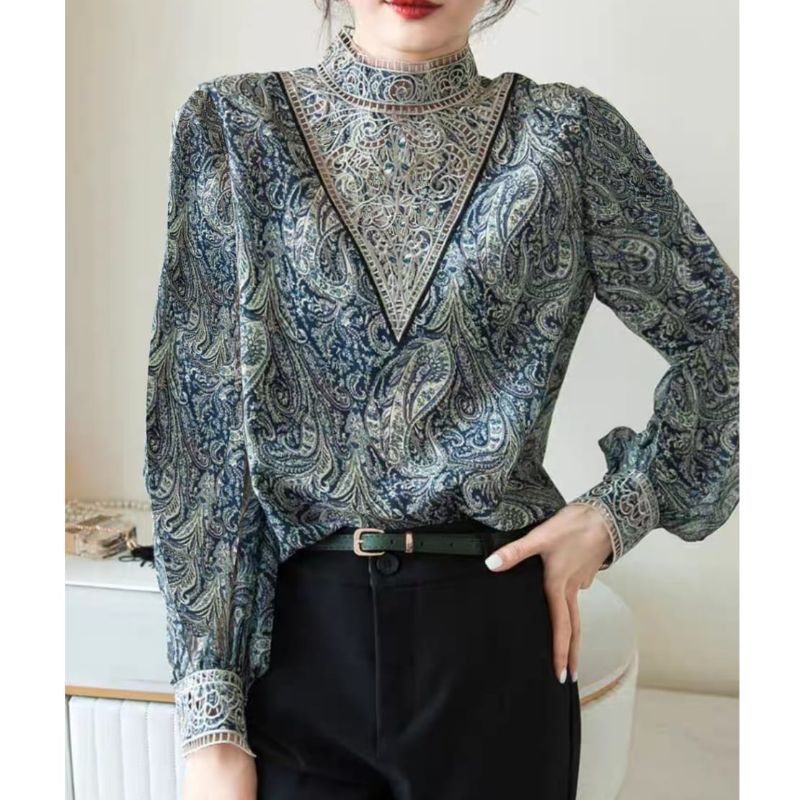 MDLV ~ 5790 MOUSELINE EMBROIDERED NECKLINE TOP KOREA BLOUSE KOREA BLOUSE PREMIUM FASHION IMPORT