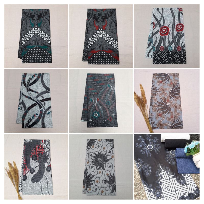 KAIN BATIK WARNA ABU ABU GREY BATIK PRINTING ABU