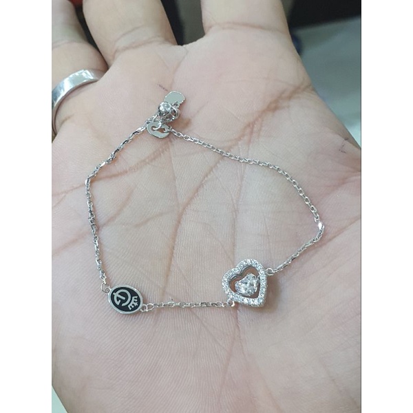 gelang serut dancing stone love emas putih