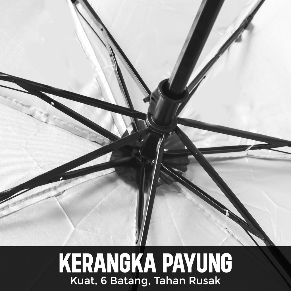 Payung Lipat Umbrella Lapisan Anti Sinar UV Motif Polos Bahan PVC Tebal -10518-5