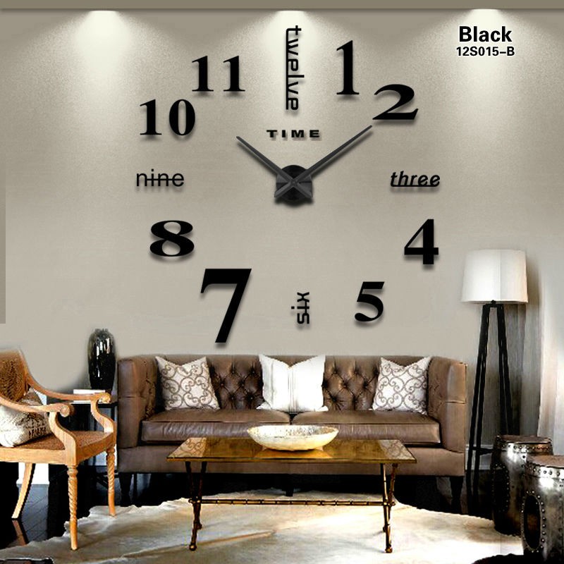 Jam Dinding Besar DIY Giant Wall Clock Quartz Creative Design 80-130cm - DIY-101 - Black