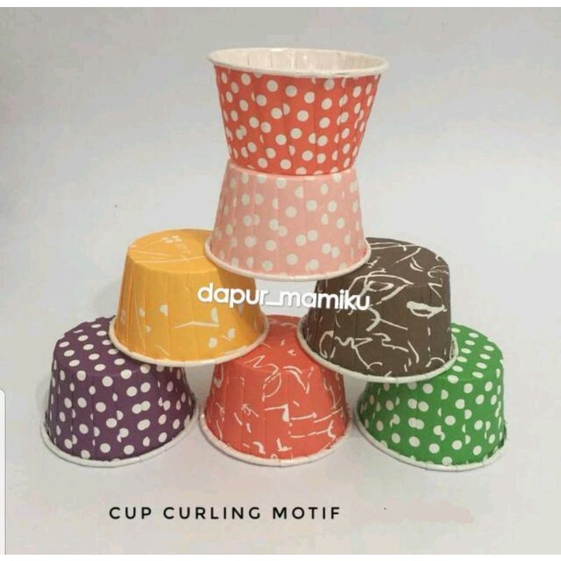 DAPURMAMI ( Curling ) cup cake muffin mafin kue wadah cases bungkus Motif