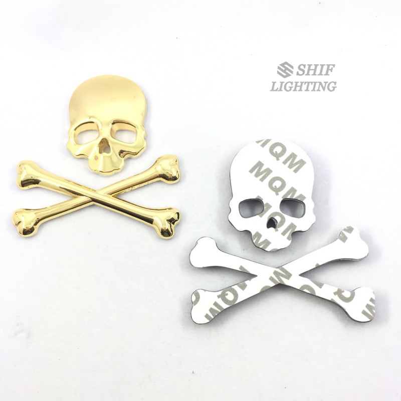 1Pc Stiker Emblem / Badge Motif Tengkorak Bahan Metal untuk Mobil / Truk