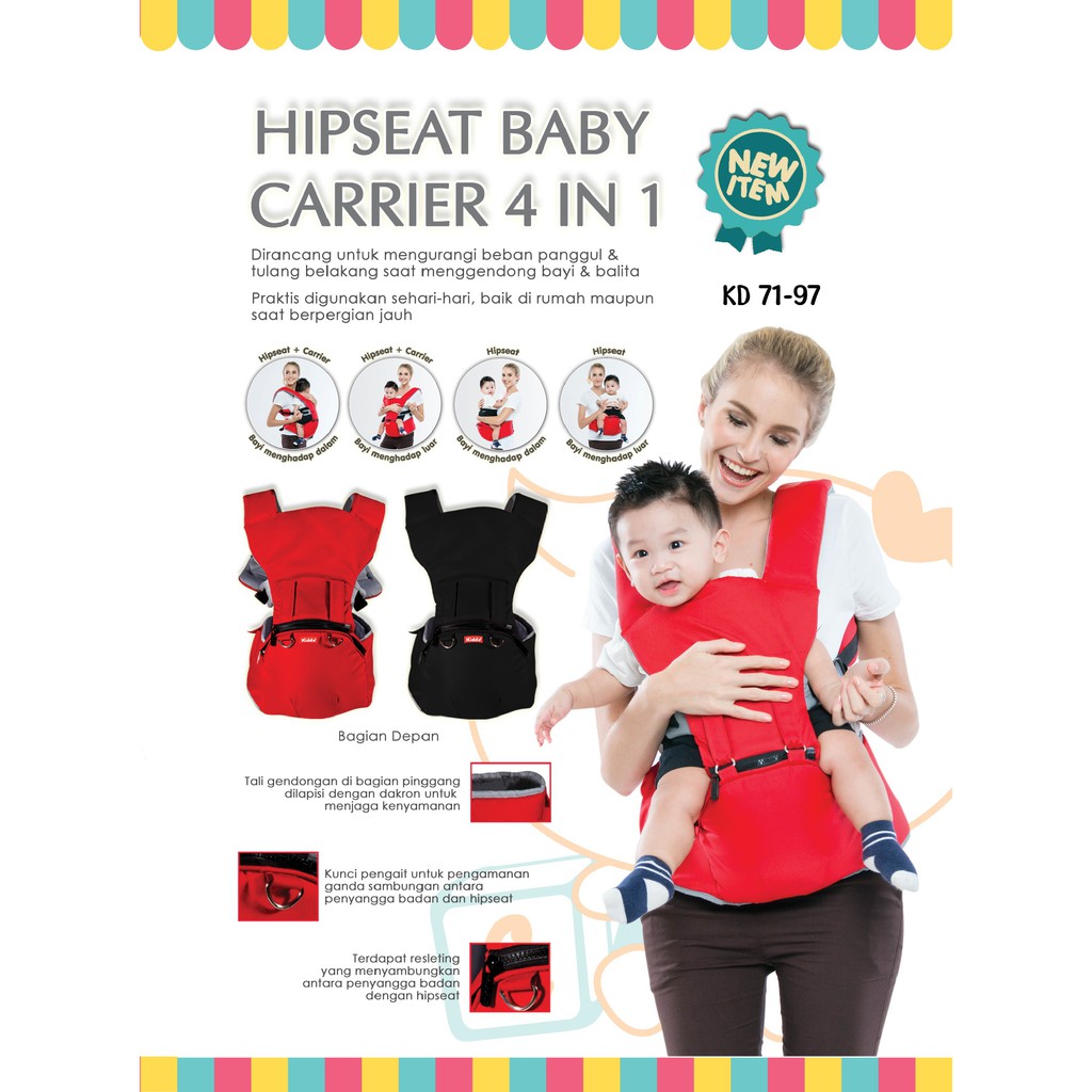 Kiddy Gendongan Bayi / Carrier Depan/ Gendongan Hiprest - Gendongan Hipseat Baby Carrier / 71097