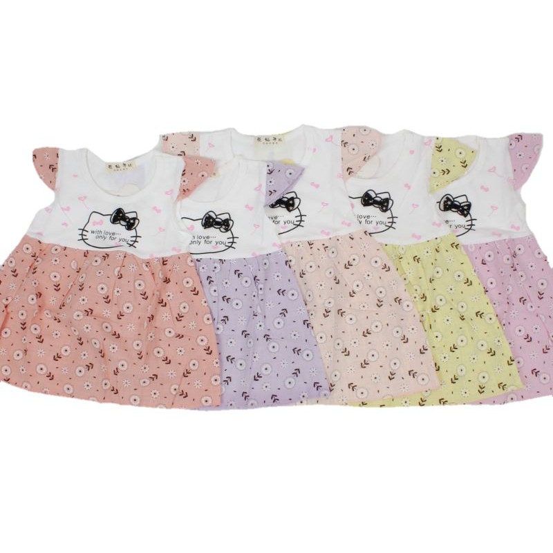 DRESS FASHION BAJU ANAK PEREMPUAN MOTIF CUTE CAT 1-2 TAHUN NEW