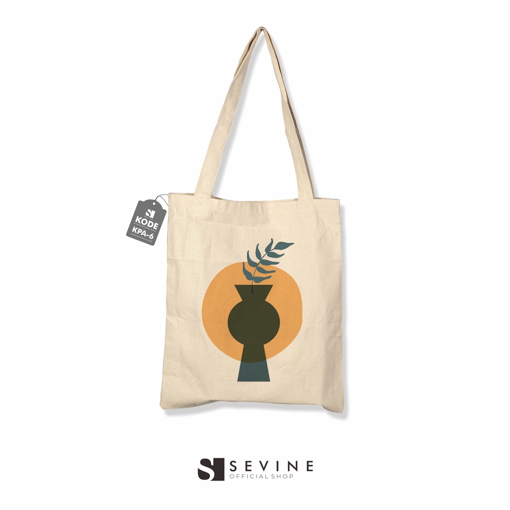 Sevine Tote Bag Kanvas Tas Fashion Totebag Wanita DTF Printing Nordic Aesthetic Series - KPA6