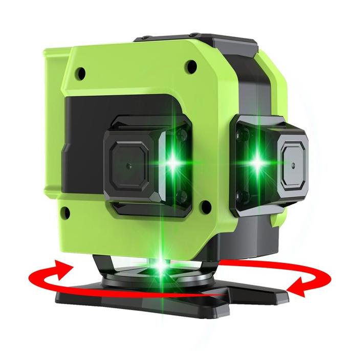 Laser Level 3D 12 Line Meteran Pengukur Dimensi Outdoor Remote Hijau