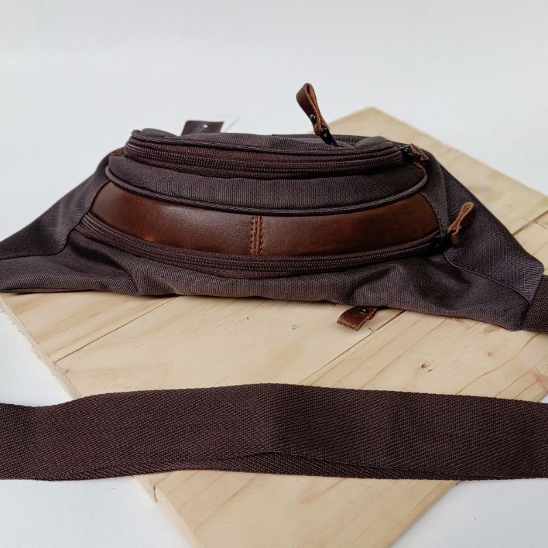 Pusiill waistbag W.01 tas pinggang courdura dengan kombinasi kulit asli bisa pria wanita