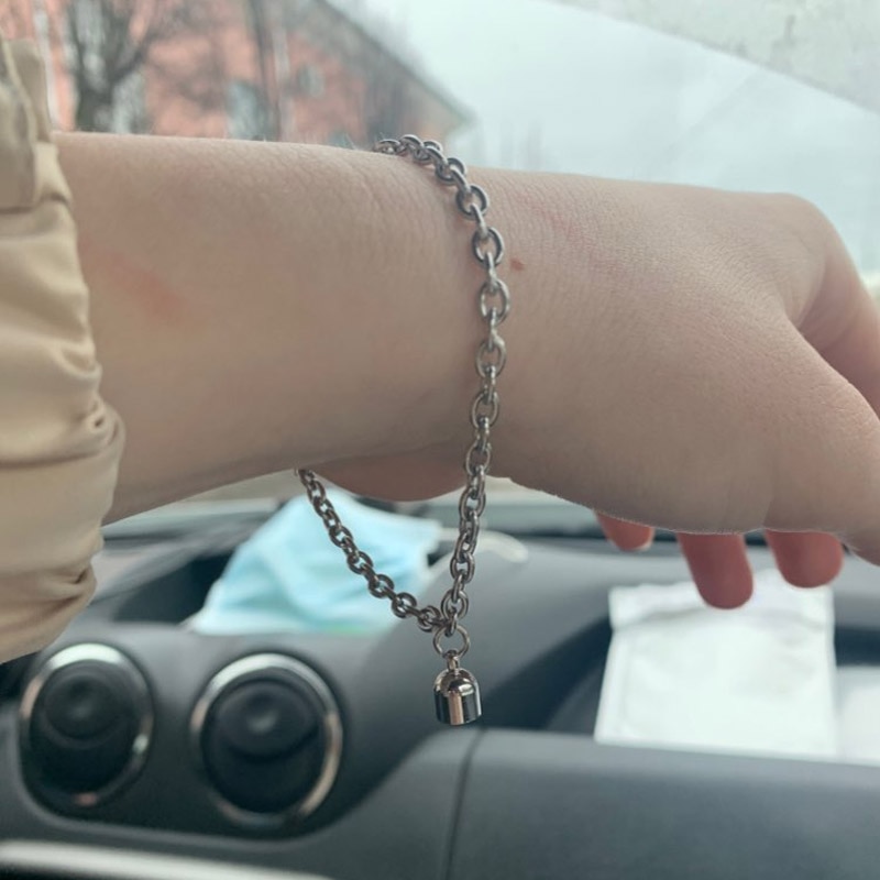 1 Pasang Gelang Magnet Adjustable Bentuk O Bahan Stainless Steel Untuk Pasangan