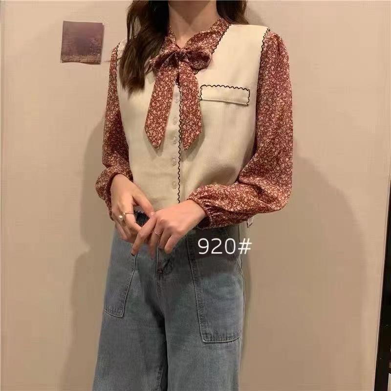 Ios Shop - Fiona Blouse + Rompi Atasan Remaja Wanita Vest Kantor Lengan Ramadhan Muslim Hijab OOTD Lebaran Ramadan Panjang-MERAH