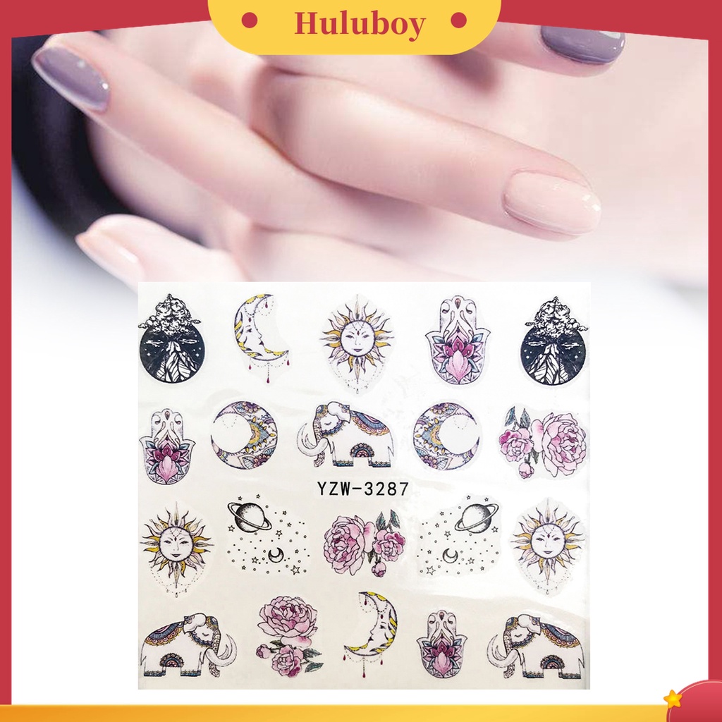 Huluboy Huluboy♡ 2020 Stiker Kuku Artistik Warna Cerah Untuk Dekorasi Nail Art DIY