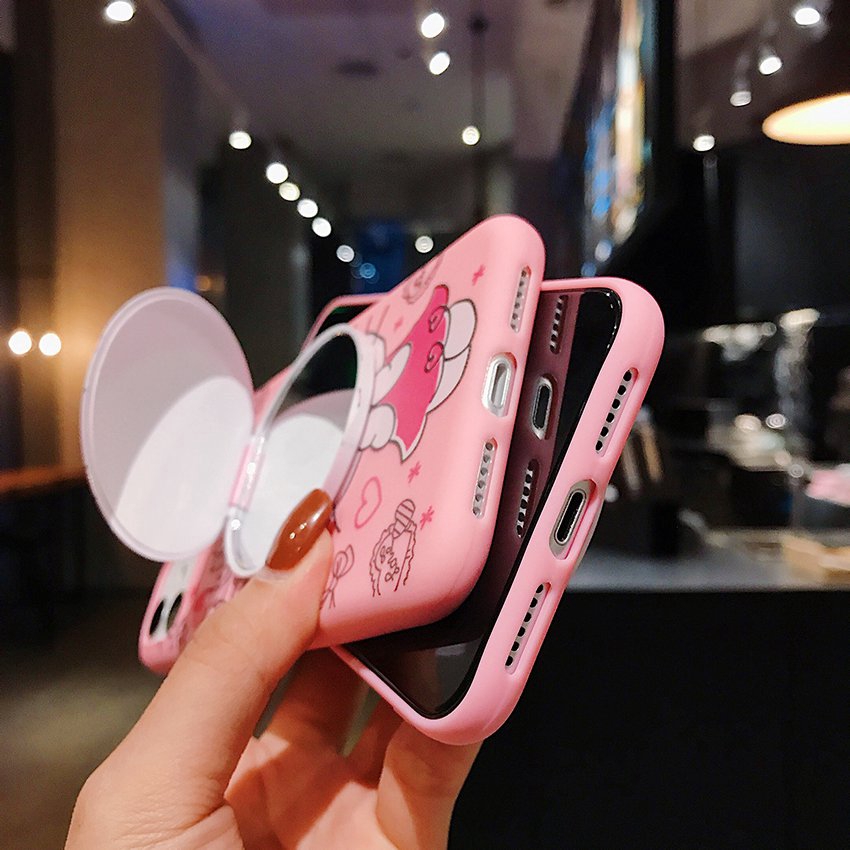 Soft Case VIVO Y11 Y12 Y12i Y15 Y17 Y55 Y55S Y55L Y20 Y20i Y20S Y12S Y71 Y83 V9 Y91C Y93 Y95 V15 V20 Z1 Pro S1 Casing Hello Kitty Mirror Holder Pink Color Cover OPPO A15 A93 Reno4 F
