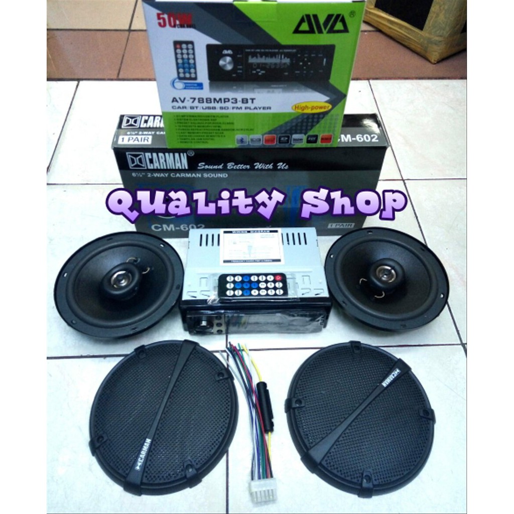 PALING MURAH Paket tape AVA BLUETOOH ( high power ) + 2 Unit Speaker Coaxial Carman 100 watt