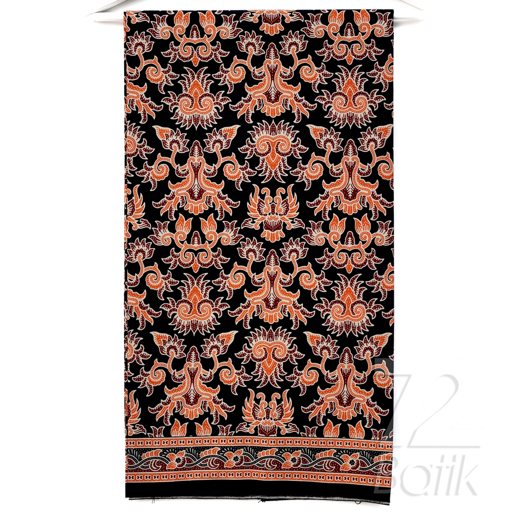 KAIN BATIK KATUN Premium Motif Arum Sari Warna Orange Oranye Hitam Item Putih 729321 Cap 72 Jarik Jarit Samping Kebat Panjang Batik Katun Modern Premium Bahan Seragam Batik Pernikahan Kantor Keluarga Murah Kamen Jadi Batik Bali Lembaran