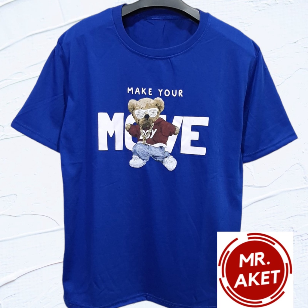 PROMO!!KAOS PRIA DEWASA MOTIF BEAR MOVE TREND KEKINIAN BAHAN KATUN LENGAN PENDEK/T-SHIRT TERBARU DENGAN HARGA MURAH
