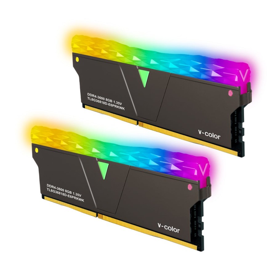 V-COLOR DDR4 Prism Pro Black RGB Memory 16GB (2x8GB) 3600MHz OC RAM PC