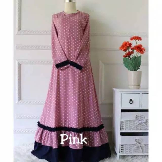 Gamis wolfis rempel susun/gamis polka rempel/gamis wolfis polka original by AR/gamis polka