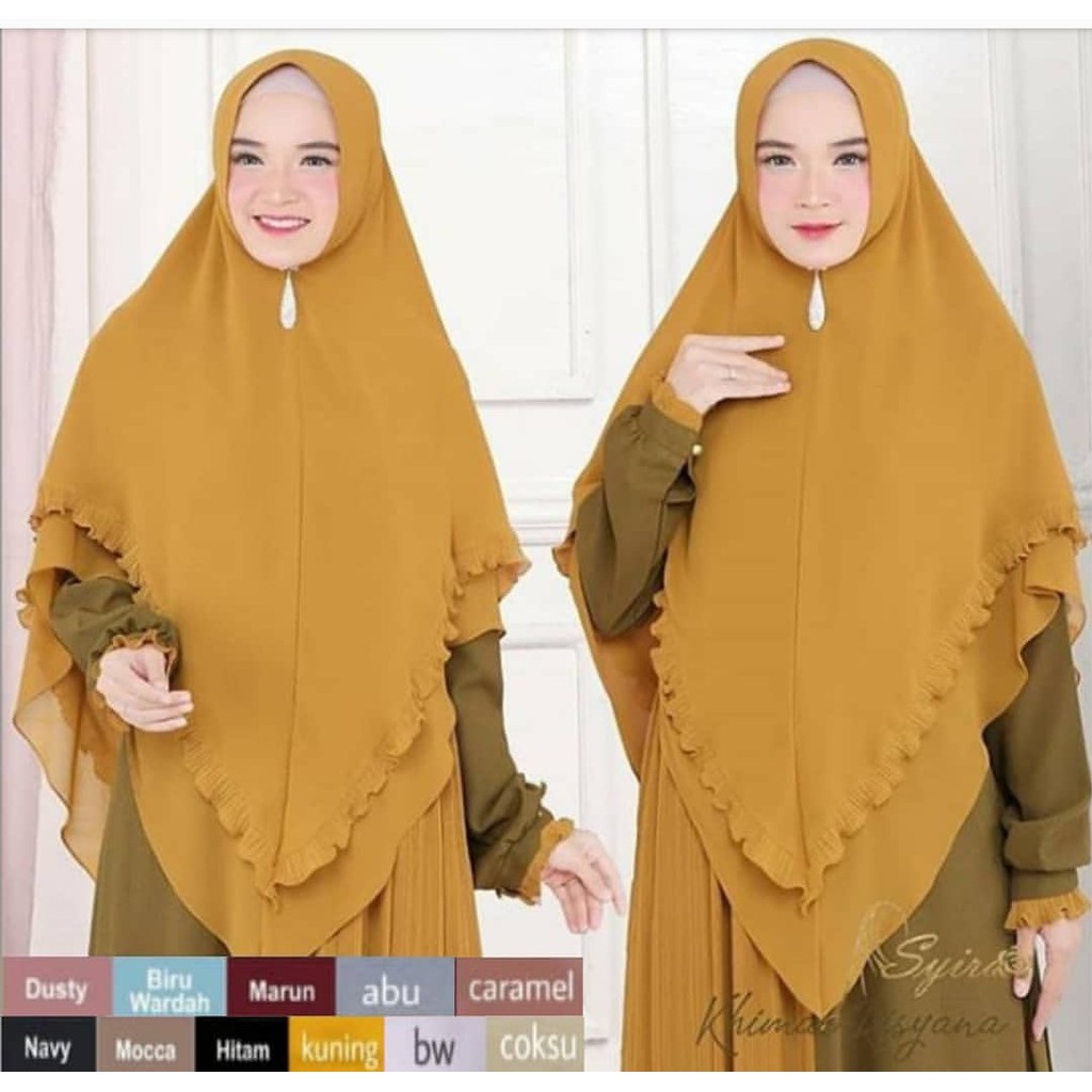 PROMO Khimar Syari Ceruty Premium 2 Layer RISYANA